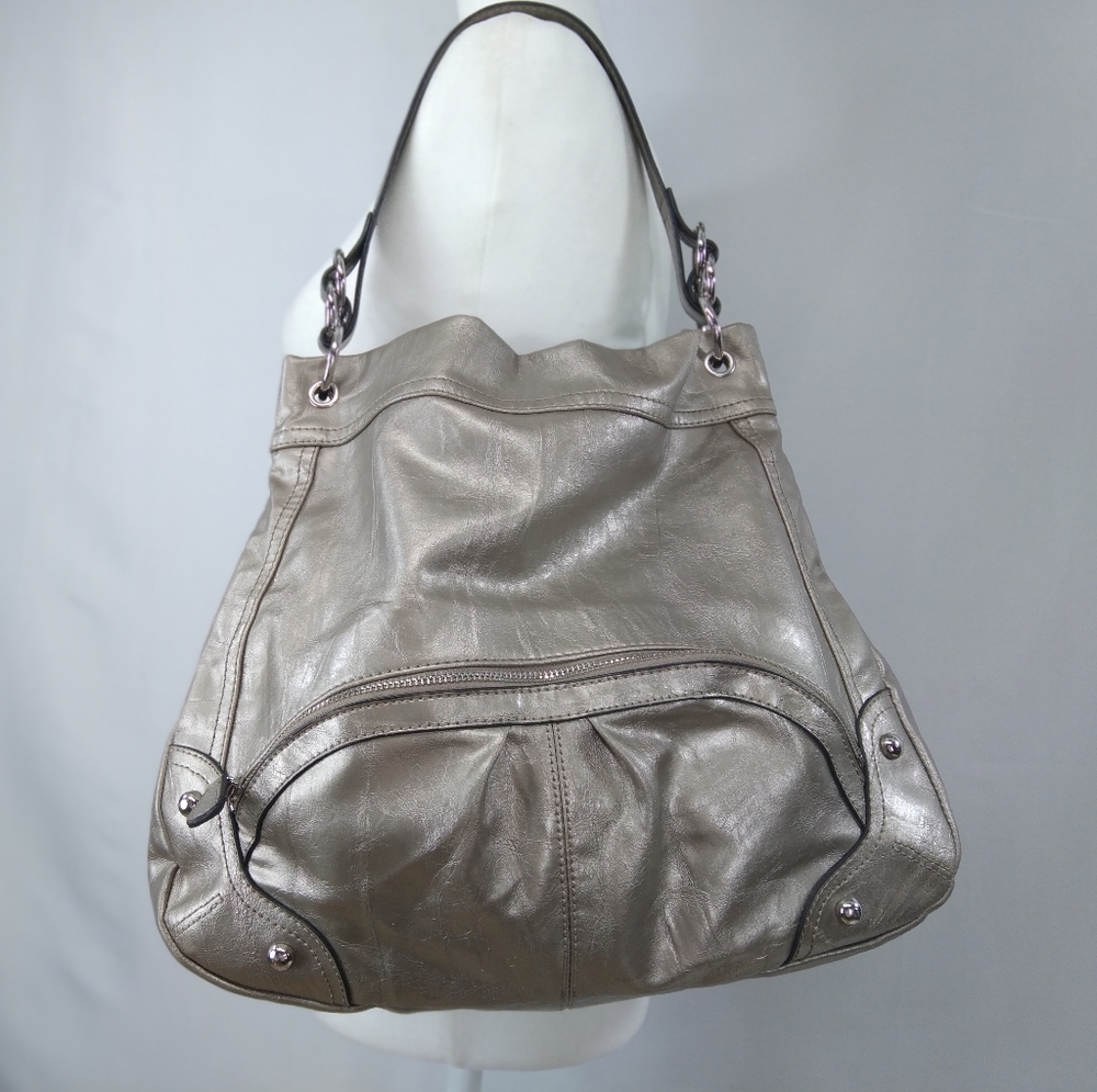 Style & Co Silver Metallic Large Hobo Tote Shoulder Bag